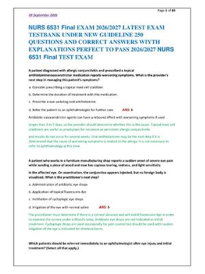 Preview of NURS 6531 Final EXAM 2026/2027 LATEST EXAM  TESTBANK UNDER NEW GUIDELINE 250  QUESTIONS AN