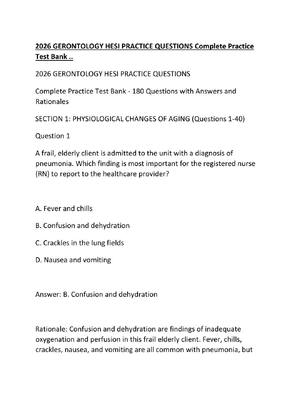 Preview of 2026 GERONTOLOGY HESI PRACTICE QUESTIONS Complete Practice Test Bank