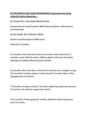 Preview of ATI PEDIATRICS CMS EXAM PREPARATION Comprehensive Study Guide