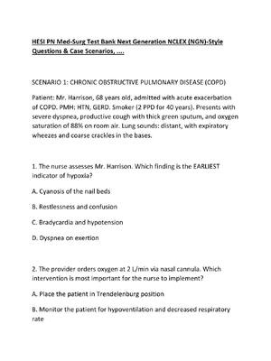 Preview of HESI PN Med-Surg Test Bank Next Generation NCLEX (NGN)-Style Questions & Case Scenarios, .