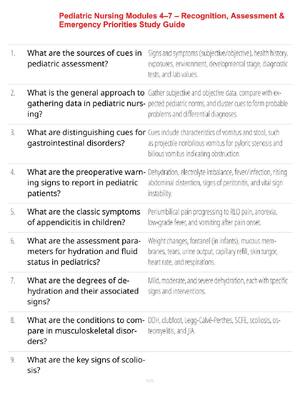 Preview of Pediatric Nursing Modules 4–7 – Recognition, Assessment & Emergency Priorities Study Guide