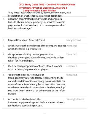 Preview of CFCI Study Guide 2026 – Certified Financial Crimes Investigator Practice Questions, Answer