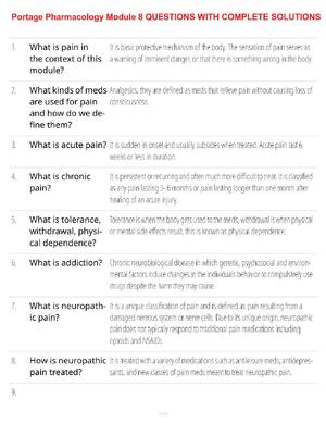 Preview of Portage Pharmacology Module 8 – Comprehensive Questions, Answers & Detailed Solutions