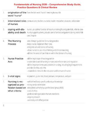 Preview of Fundamentals of Nursing 2026 – Comprehensive Study Guide, Practice Questions &amp; Clinical Review