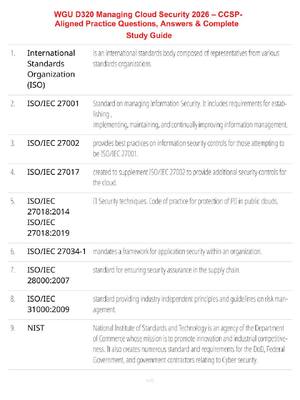 Preview of WGU D320 Managing Cloud Security 2026 – CCSP-Aligned Practice Questions, Answers & Complet