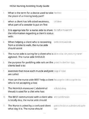 Preview of HOSA Nursing Assisting Study Guide – Comprehensive Patient Care, Clinical Skills & Competi