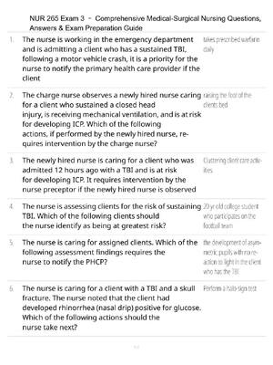 Preview of NUR 265 Exam 3 – Comprehensive Medical-Surgical Nursing Questions, Answers & Exam Preparat