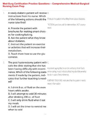 Preview of Med-Surg Certification Practice Questions – Comprehensive Medical-Surgical Nursing Exam Pr
