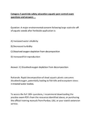 Preview image for Category 5 pesticide safety education aquatic pest control exam questions and answers
