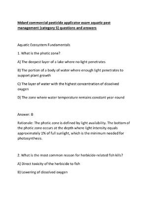 Preview image for Mdard commercial pesticide applicator exam aquatic pest management