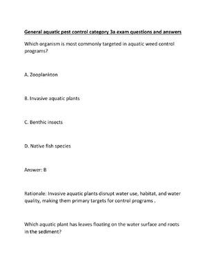 Preview image for General aquatic pest control category 3a exam questions and answers