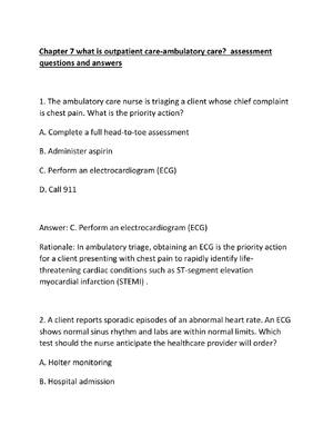 Preview of Chapter 7 what is outpatient care-ambulatory care  assessment questions and answers.docx