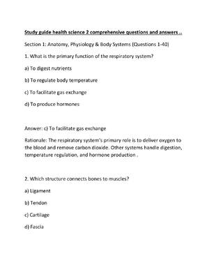 Preview image for Study guide health science 2 comprehensive questions and answers