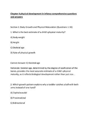 Preview of Chapter 4 physical development in infancy comprehensive questions and answers