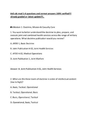 Preview of 4n0 cdc mod 1-4 questions and correct answers 100% verified!!! already graded a+ latest up
