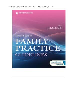 Preview of Test bank Family Practice Guidelines 7th Edition by Jill C. Cash Complete All Chapters 1-2