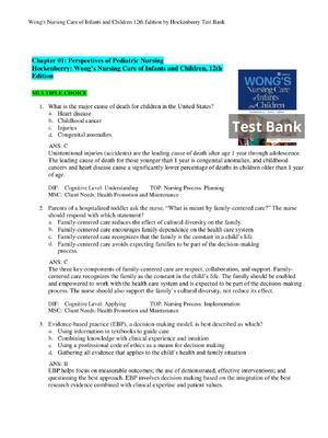 Preview of Wong's Nursing Care of Infants and Children 12th Edition by Hockenberry Test Bank