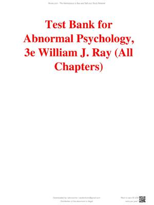 Preview image for Test Bank for  Abnormal Psychology,  3rd Edition By William J. Ray (All  Chapters)