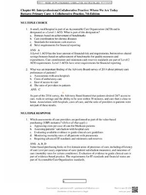 Preview of Test Bank Primary Care Interprofessional Collaborative Practice 7th Edition