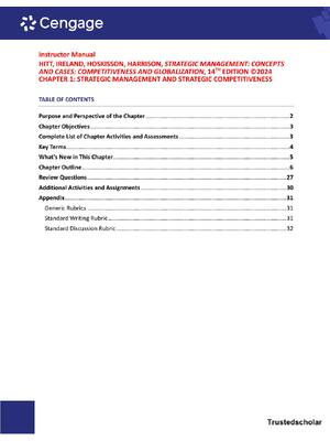 Preview of Instructor Manual — Strategic Management: Concepts and Cases: Competitiveness and Globaliz
