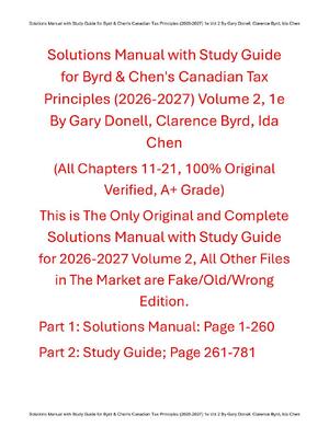 Preview of Byrd & Chen's Canadian Tax Principles (2026-2027) 1e Volume 2 By Gary Donell, Clarence Byr