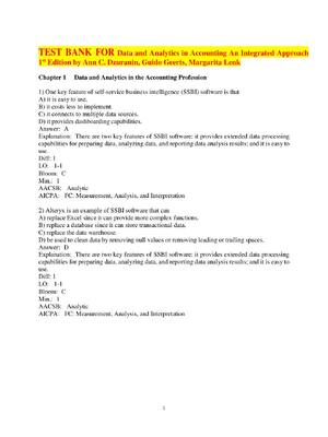 Preview of TEST BANK FOR Data and Analytics in Accounting An Integrated Approach 1st Edition by Ann C