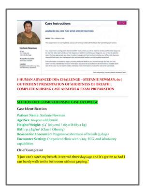 Preview image for I-HUMAN ADVANCED DDx CHALLENGE – STEFANIE NEWMAN, 60 |  OUTPATIENT PRESENTATION OF SHORTNESS OF BREATH |  COMPLETE NURSING CASE ANALYSIS & EXAM PREPARATION