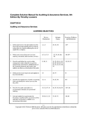 Preview of Complete Solution Manual for Auditing & Assurance Services, 8th  Edition By Timothy Louwer