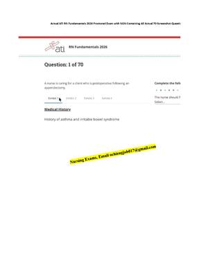 Preview of Complete ATI RN Fundamentals 2026 Proctored Exam: Complete 70 Latest NGN Questions and Det