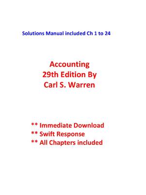 Preview of Solution Manual For Accounting 29th Edition By Carl S. Warren All Chapters 1- 24