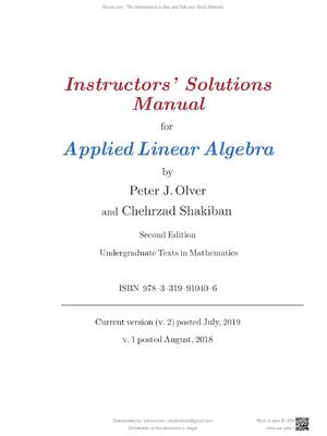 Preview of Instructors’ Solutions Manual for Applied Linear Algebra 2nd Edition By Peter J.Olver and