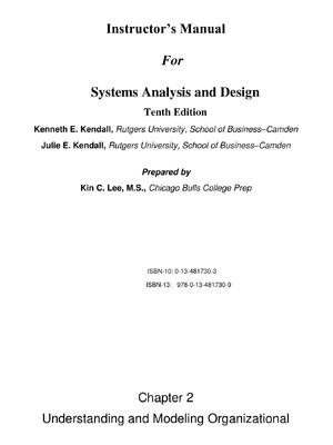 Preview of Instructor’s Solution Manual For Systems Analysis and Design 10th Edition by Kenneth E. Ke