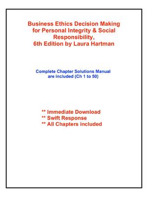 Preview of Solution Manual For Business Ethics Decision Making  for Personal Integrity & Social  Resp