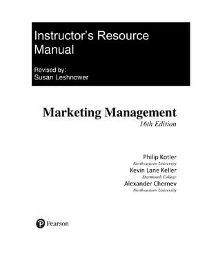 Preview of Instructor’s Resource Manual Marketing Management 16th Edition Philip Kotler Kevin Lane Ke