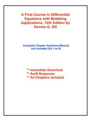 Preview of Solution Manual For A First Course in Differential Equations with Modeling Applications, 1