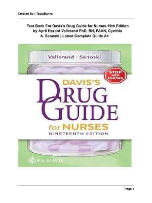 Preview of Test Bank For Davis's Drug Guide for Nurses 19th Edition by April Hazard Vallerand PhD, RN
