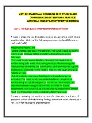 Preview of VATI RN MATERNAL NEWBORN 2019 STUDY GUIDE