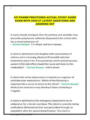 Preview of ATI PHARM PROCTORED ACTUAL STUDY GUIDE  EXAM