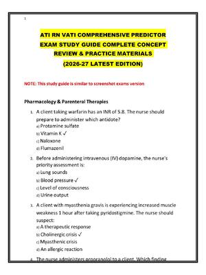 Preview of ATI RN VATI COMPREHENSIVE PREDICTOR  EXAM STUDY GUIDE