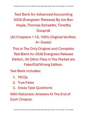 Preview of Advanced Accounting 2026 (Evergreen Release) By Joe Ben Hoyle, Thomas Schaefer, Timothy Do
