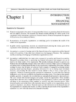 Preview of Instructor’s Manual for Financial Management for Public, Health, and Not-for-Profit Organi