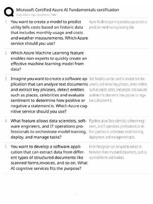 Preview of Microsoft Azure AI-900 / AI-901 / 2026 Update / Score 100% / Exam Prep Study Guide