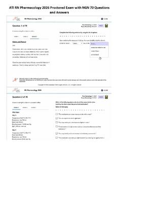Preview of Actual RN Pharmacology 2026 | CMS Proctored Exam with NGN Questions, Level 3, Updated Answ