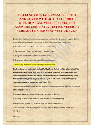 Preview of HESI FUNDAMENTALS EXAM PREP TEST  BANK 2 EXAM
