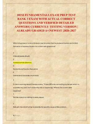 Preview of HESI FUNDAMENTALS EXAM PREP TEST  BANK 3 EXAM