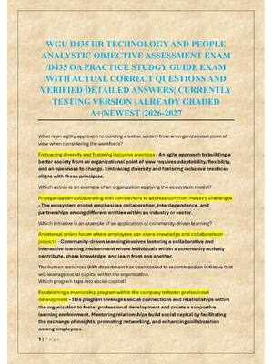 Preview of WGU D435 HR TECHNOLOGY AND PEOPLE  ANALYSTIC OBJECTIVE ASSESSMENT EXAM   /D435 OA PRACTICE