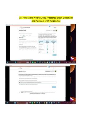 Preview of Updated ATI PN Mental Health 2026 Proctored Assessment with NGN Questions and Answers for