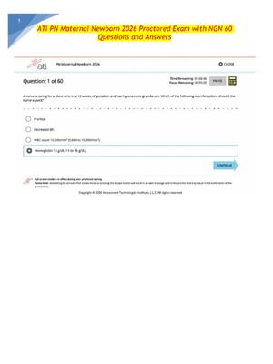 Preview of Actual PN Maternal Newborn 2026 | Proctored Exam with NGN Questions, Answers, Comprehensiv
