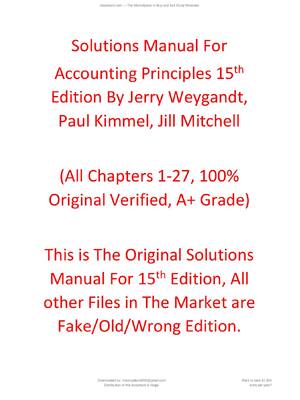 Preview of Solutions Manual For  Accounting Principles 15th  Edition By Jerry Weygandt,  Paul Kimmel,