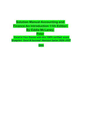 Preview of Solution Manual Accounting and  Finance An Introduction 11th Edition  By Eddie McLaney,  P